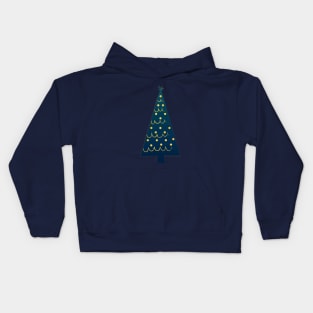 Elegant Dark Blue Golden Christmas Tree Kids Hoodie